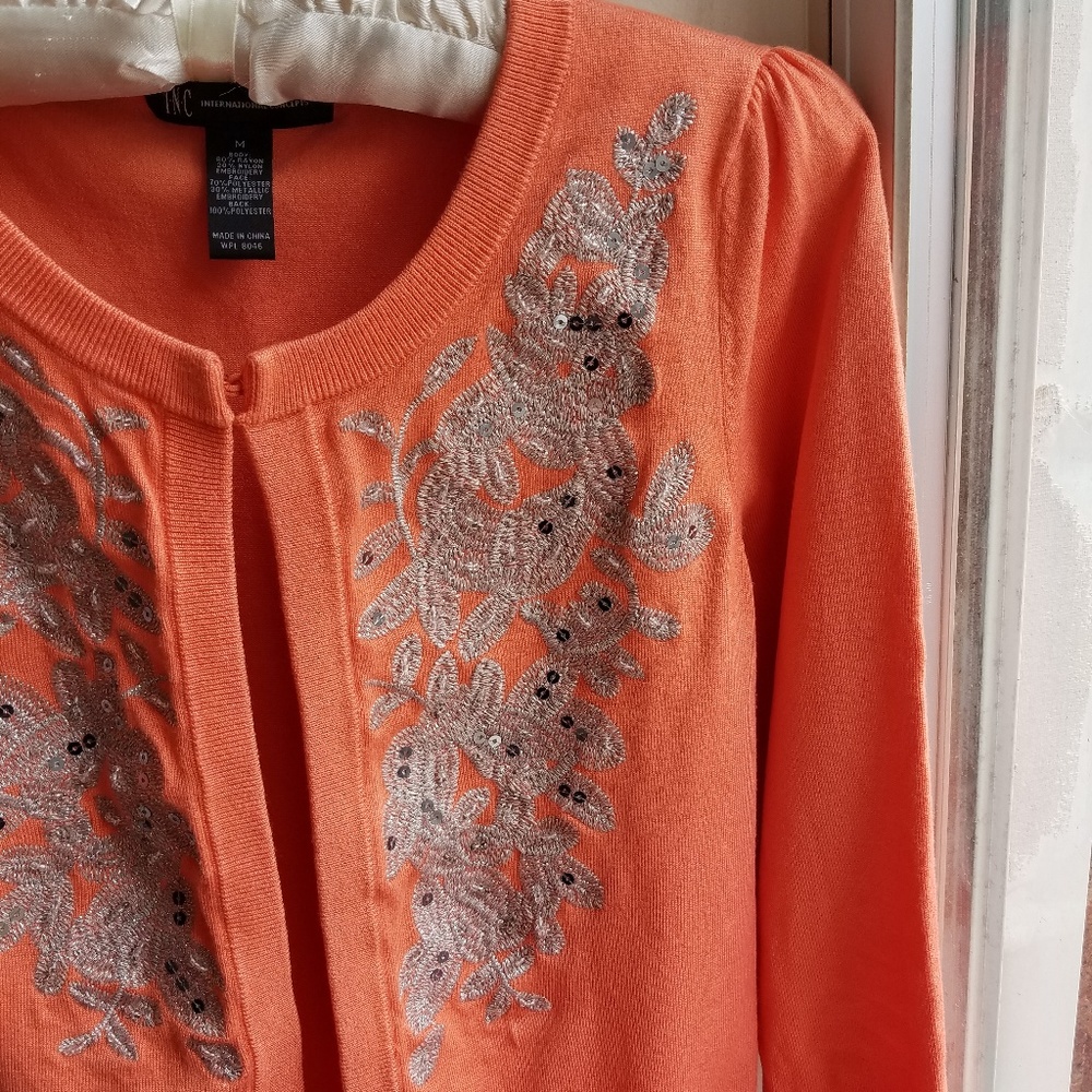 Embroidered*Beaded 3/4-sleeve Cardi